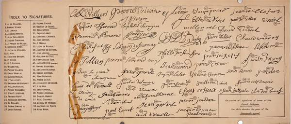 Signatures of the early Huguenots in South Africa